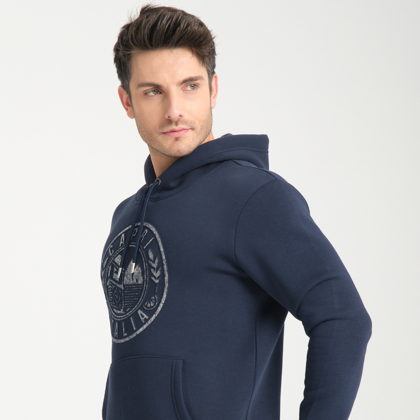 Felpa con Cappuccio Hoodie Capri Blu Navy - Interno Felpato - Felpa 43