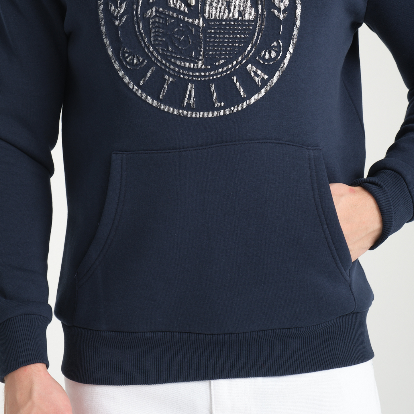 Felpa con Cappuccio Hoodie Capri Blu Navy - Interno Felpato - Felpa 43