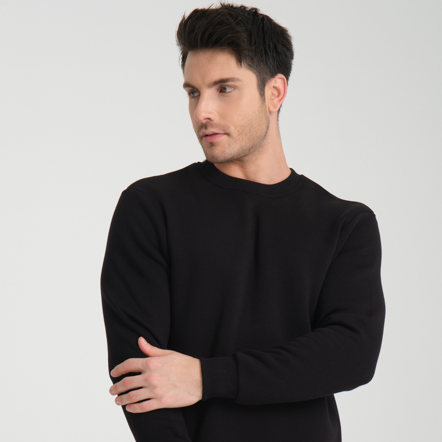 Felpa Black Basic Girocollo - Interno Felpato - Felpa 38