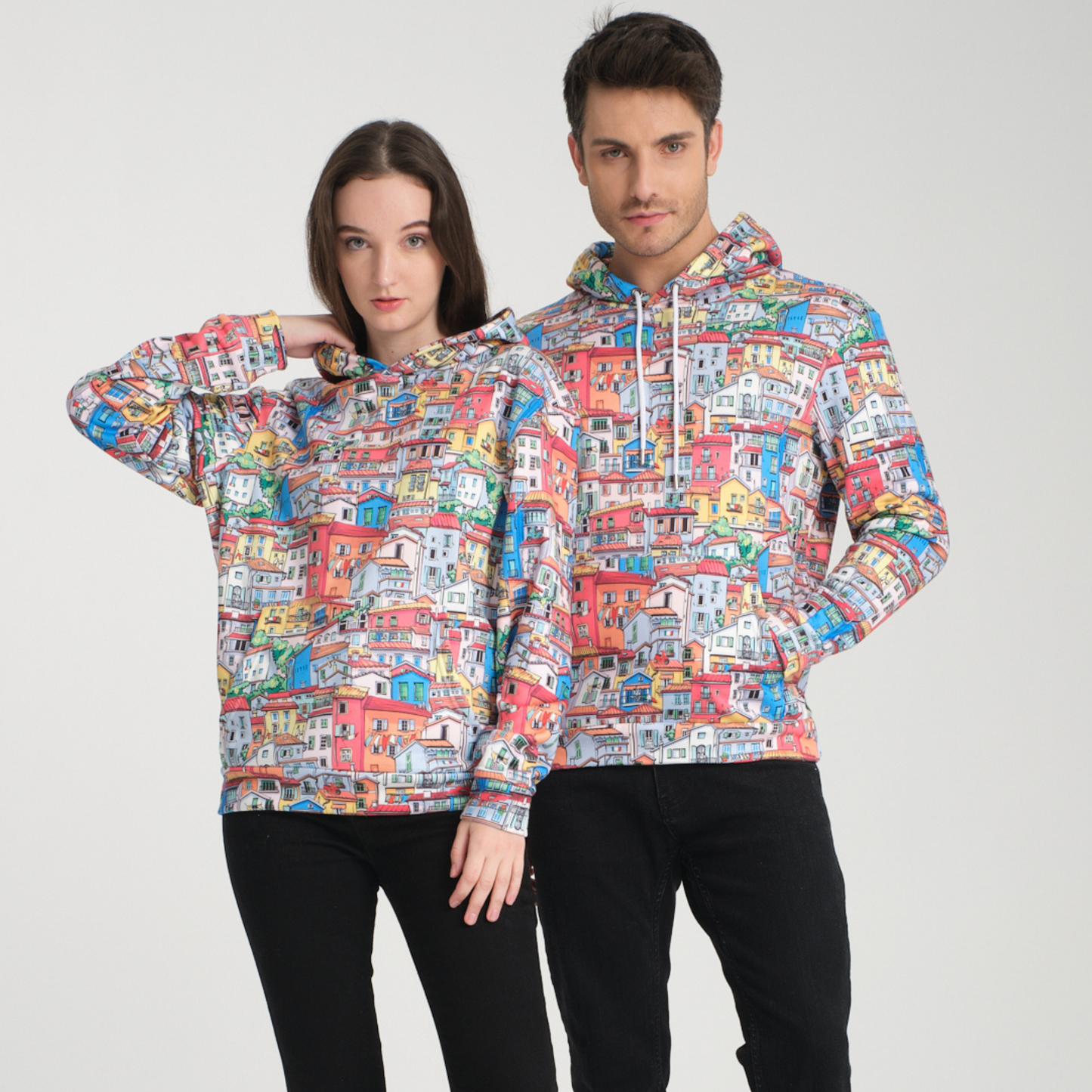 Felpa con Cappuccio Hoodie Tiny Houses - Interno Felpato - Felpa 28 Donna