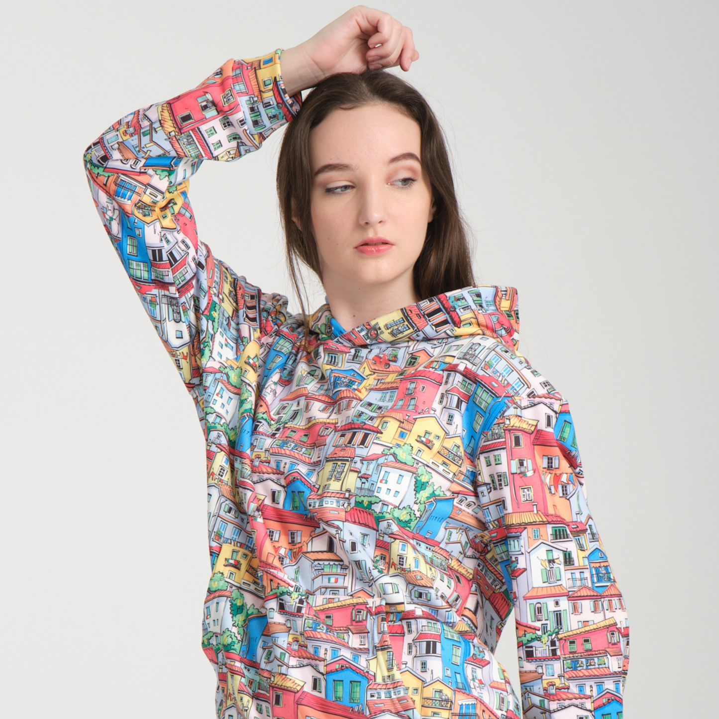 Felpa con Cappuccio Hoodie Tiny Houses - Interno Felpato - Felpa 28 Donna