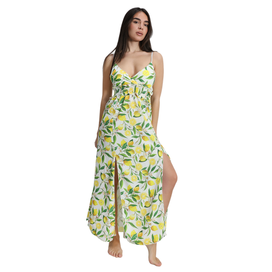 Vestito lungo con spacco in diverse fantasie - VEST186