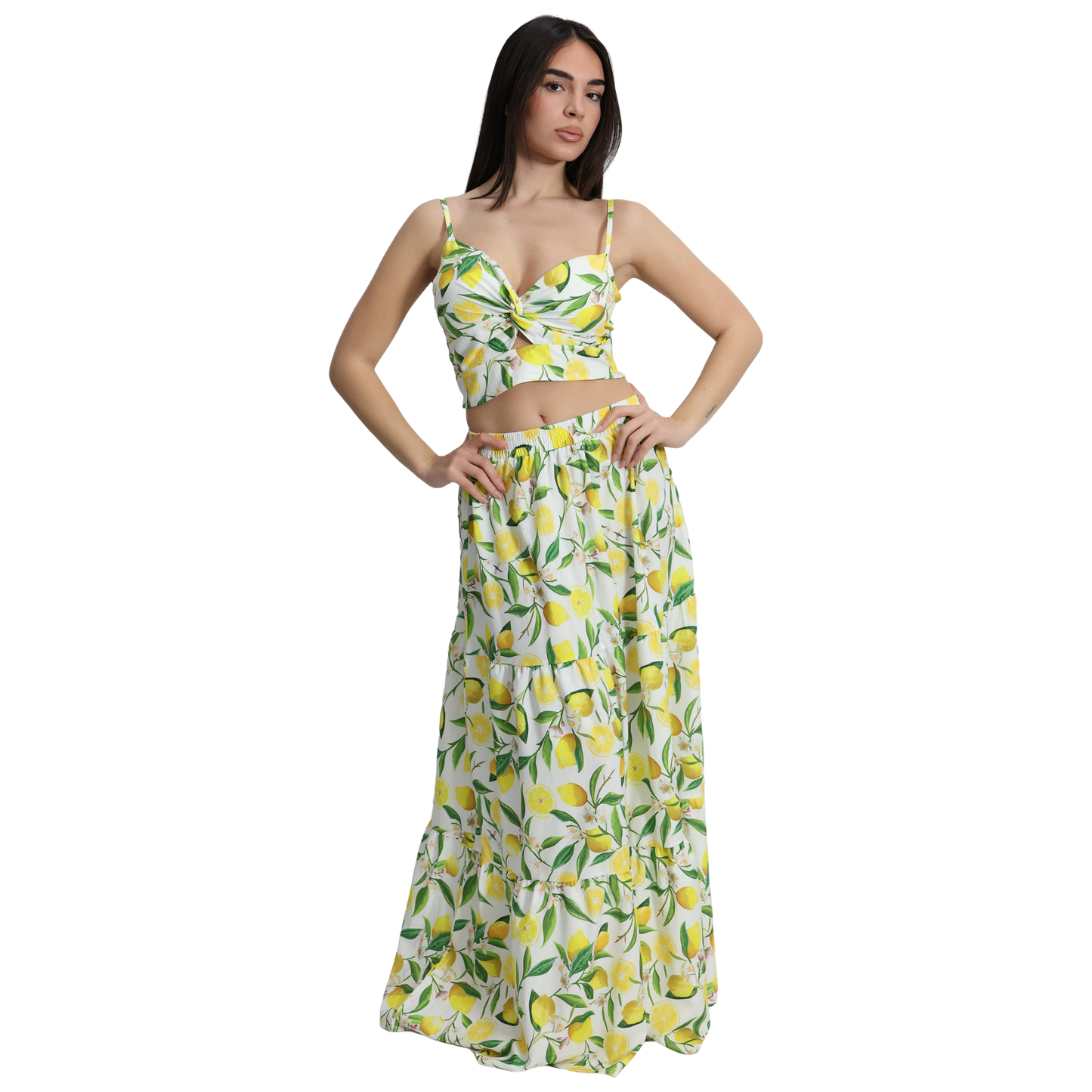 Completo set coordinato top e gonna lunga con fantasie diverse - VEST194
