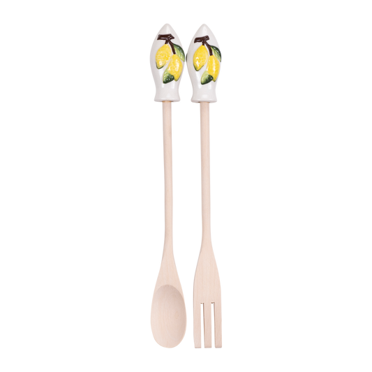 Utensili da Cucina Set da 2 Pezzi in Legno e Ceramica - SF86