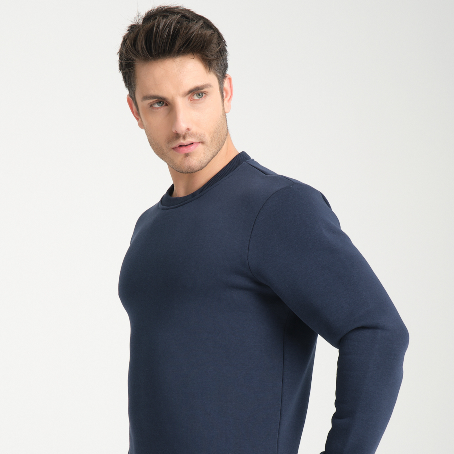 Felpa Blu Navy Basic Girocollo - Interno Felpato - Felpa 38