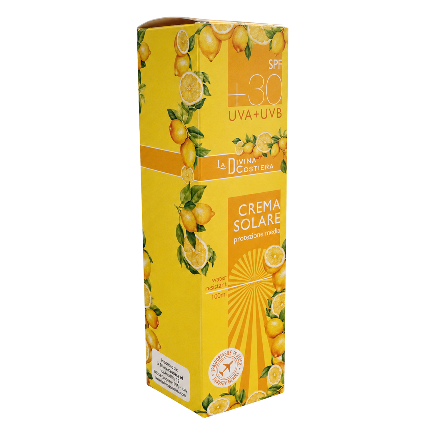 Crema Solare Spray SPF 30 (100 ml) | Protezione Media UVA + UVB, Water Resistant | Solare Trasportabile in Aereo (Travel-Friendly) | Made in Italy