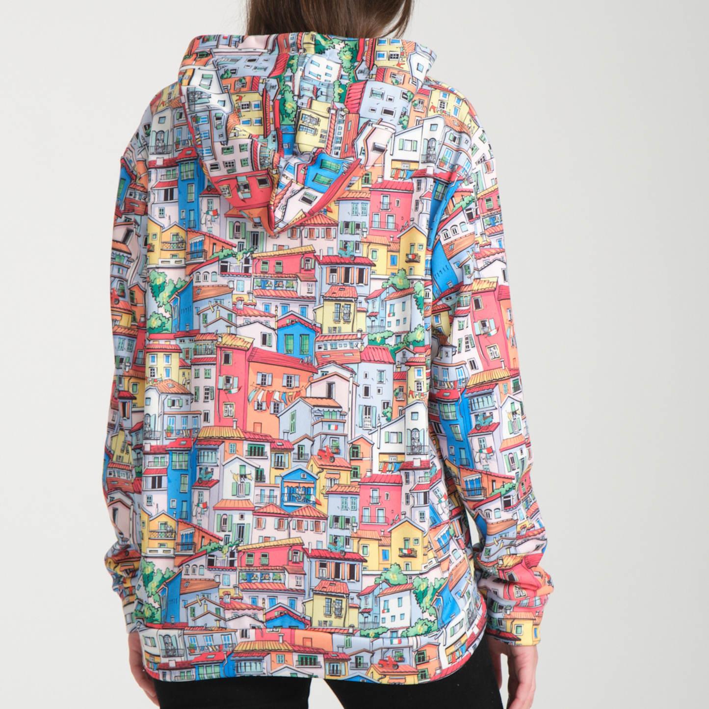 Felpa con Cappuccio Hoodie Tiny Houses - Interno Felpato - Felpa 28 Donna