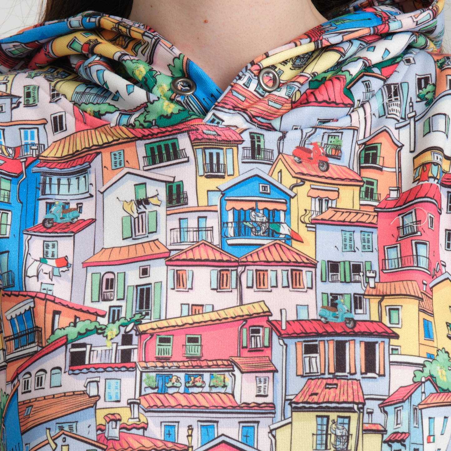 Felpa con Cappuccio Hoodie Tiny Houses - Interno Felpato - Felpa 28 Donna