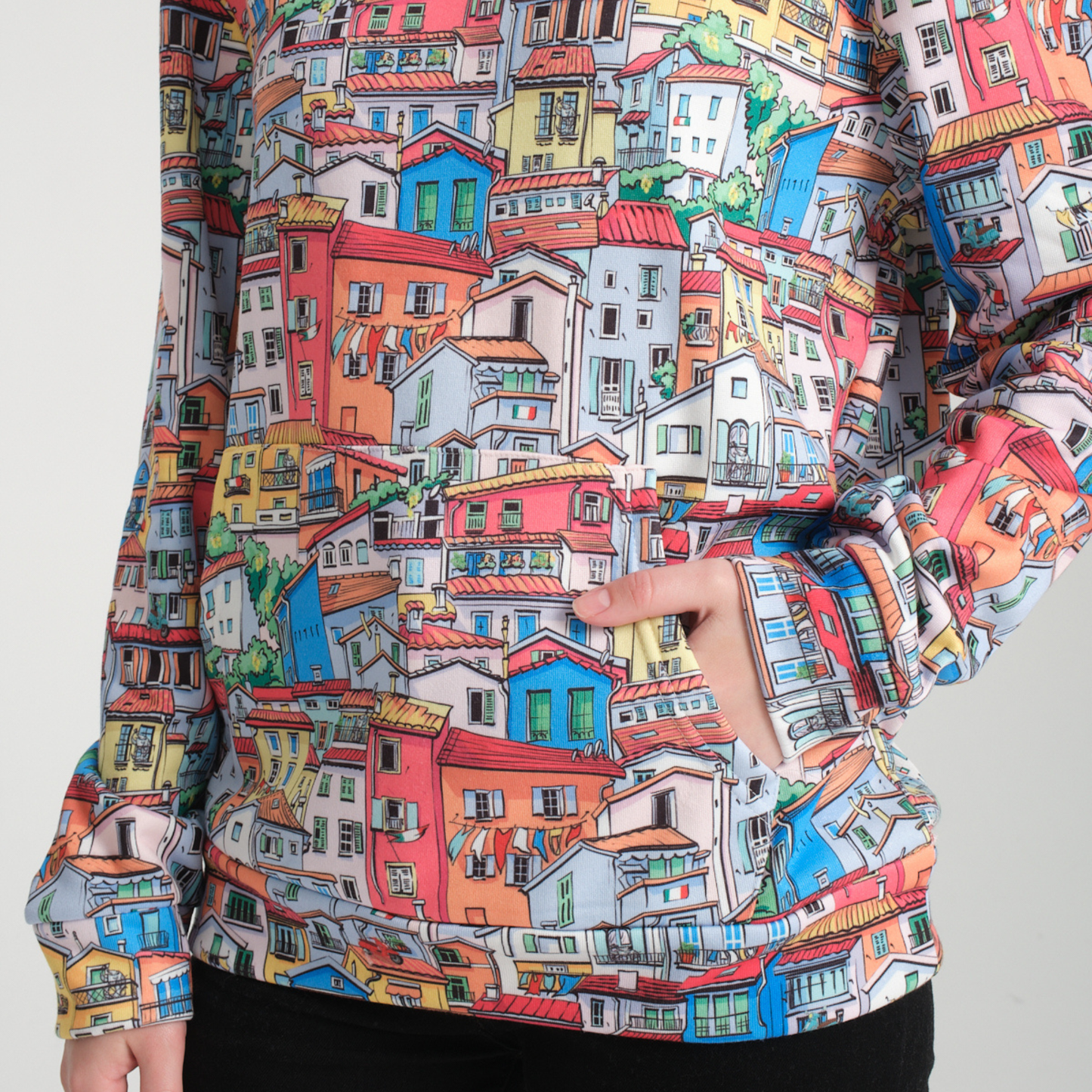 Felpa con Cappuccio Hoodie Tiny Houses - Interno Felpato - Felpa 28 Donna