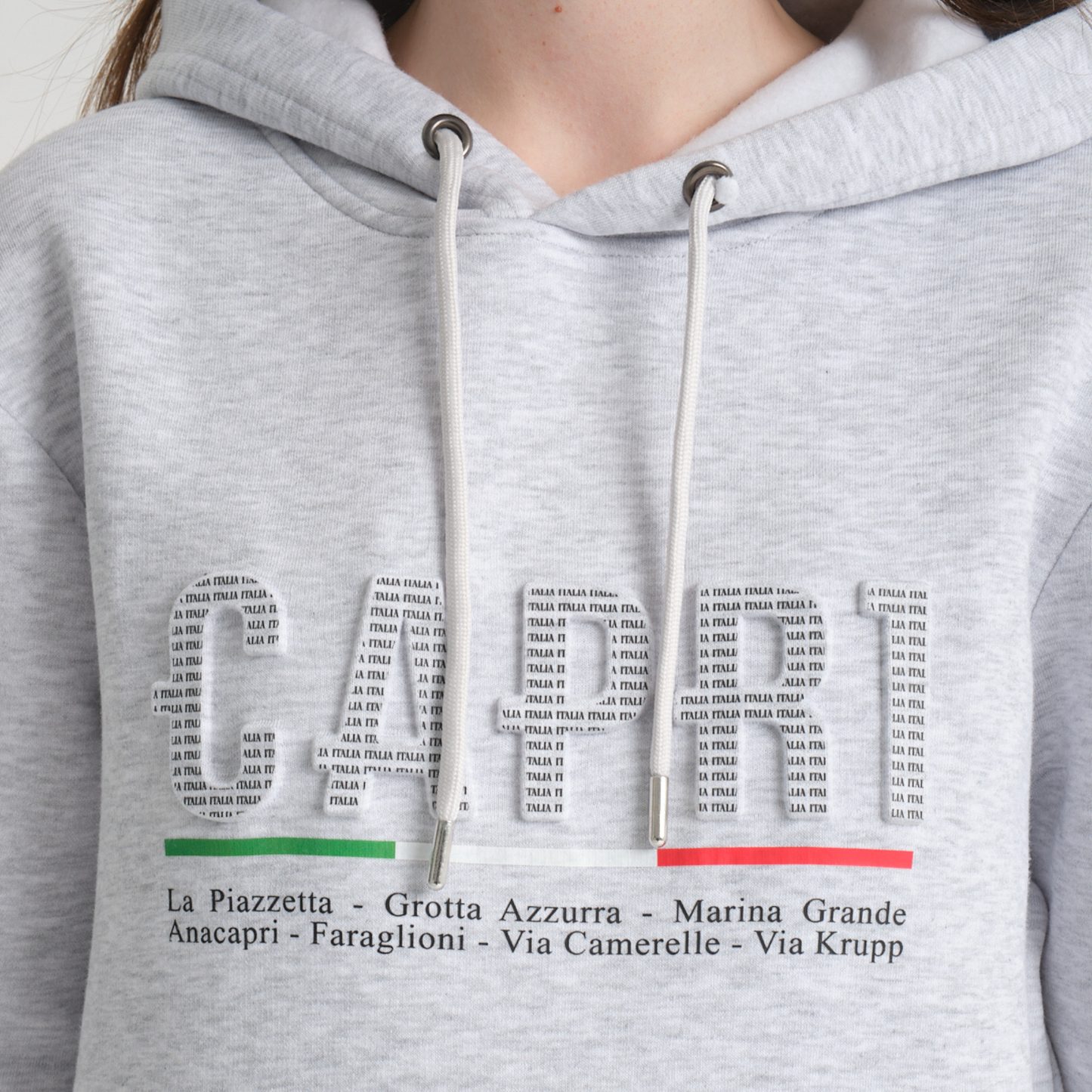 Felpa con Cappuccio Hoodie Capri Locations Snow Melange - Interno Felpato - Felpa 24 Donna