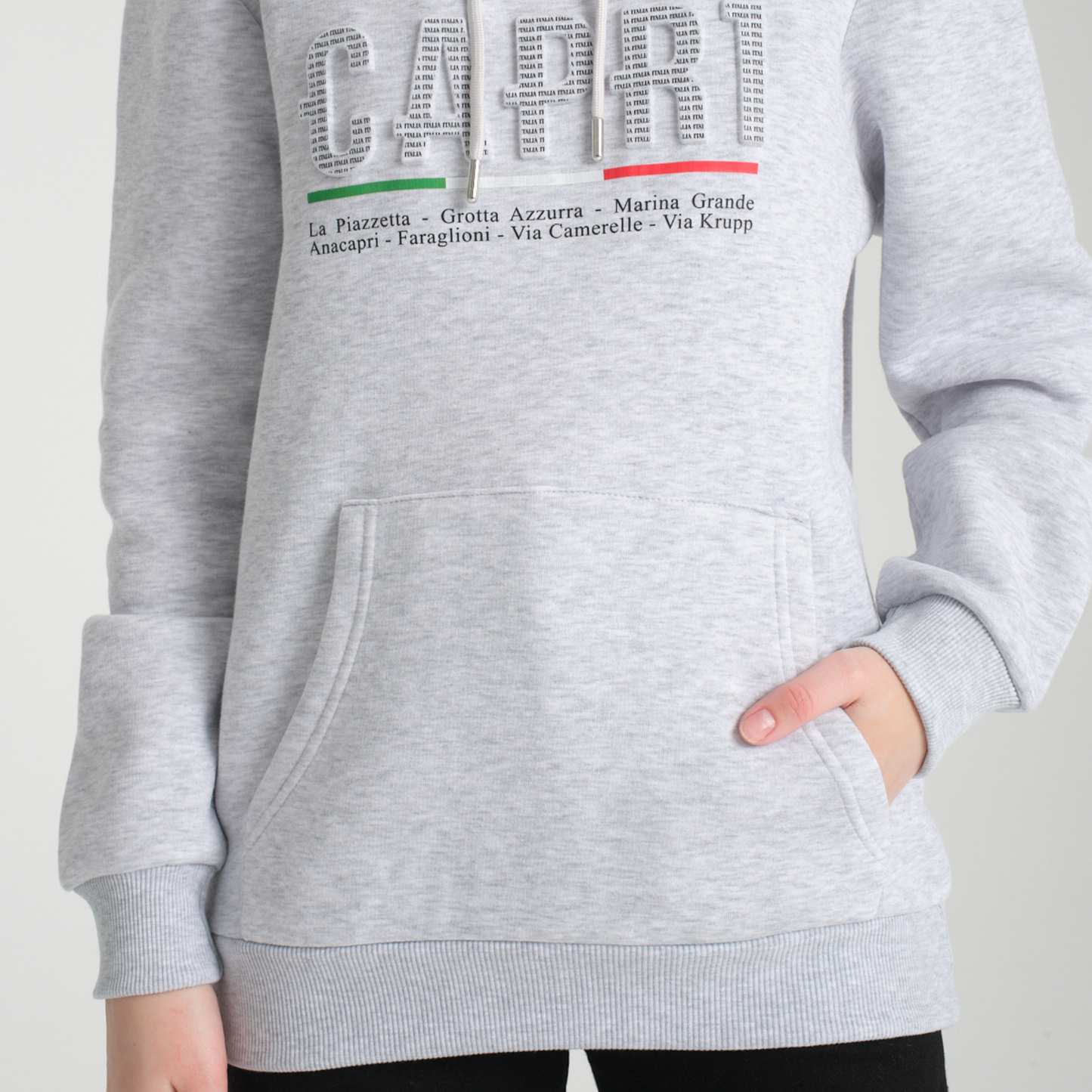 Felpa con Cappuccio Hoodie Capri Locations Snow Melange - Interno Felpato - Felpa 24 Donna