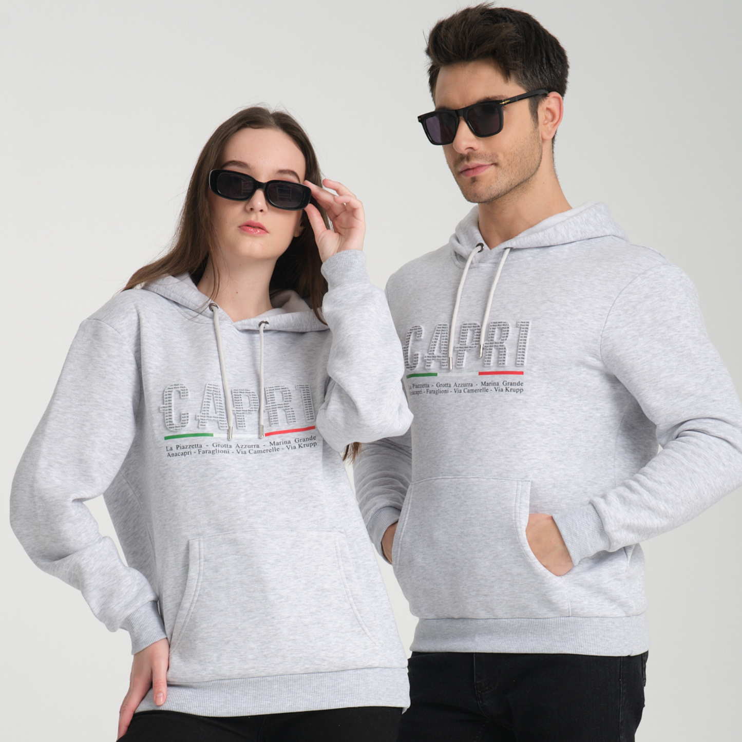 Felpa con Cappuccio Hoodie Capri Locations Snow Melange - Interno Felpato - Felpa 24 Donna