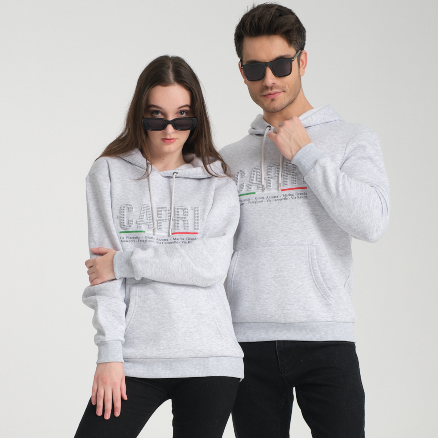 Felpa con Cappuccio Hoodie Capri Locations Snow Melange - Interno Felpato - Felpa 24 Donna