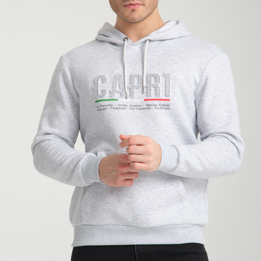 Felpa con Cappuccio Hoodie Capri Locations Snow Melange - Interno Felpato - Felpa 24