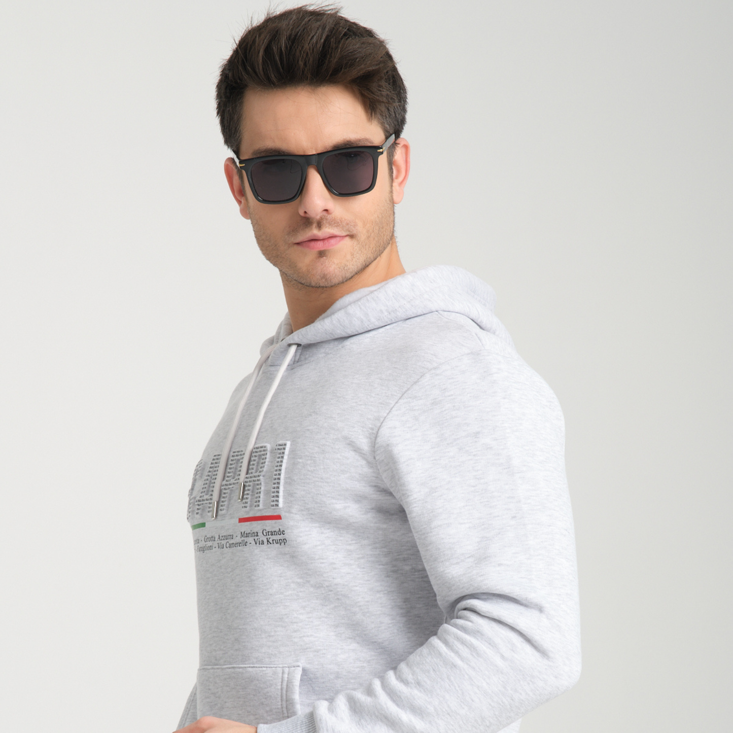 Felpa con Cappuccio Hoodie Capri Locations Snow Melange - Interno Felpato - Felpa 24