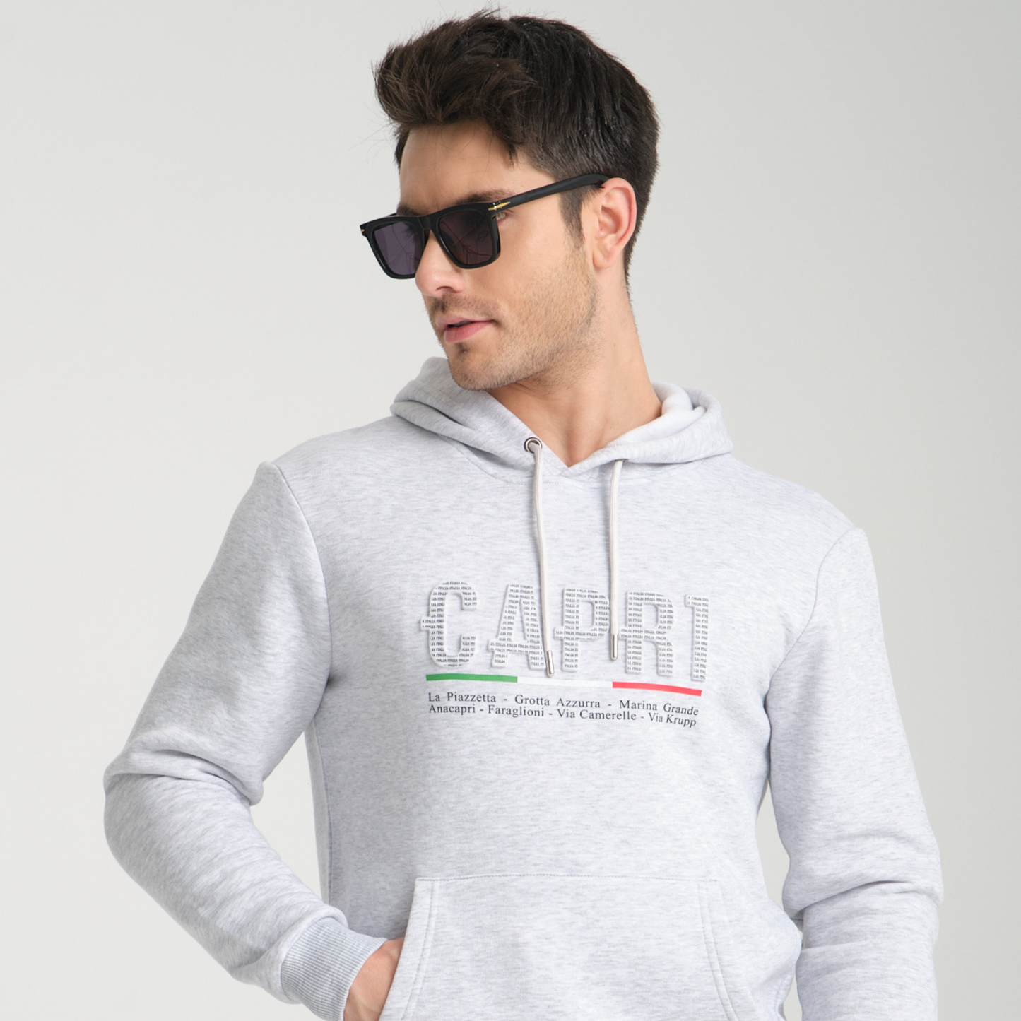 Felpa con Cappuccio Hoodie Capri Locations Snow Melange - Interno Felpato - Felpa 24