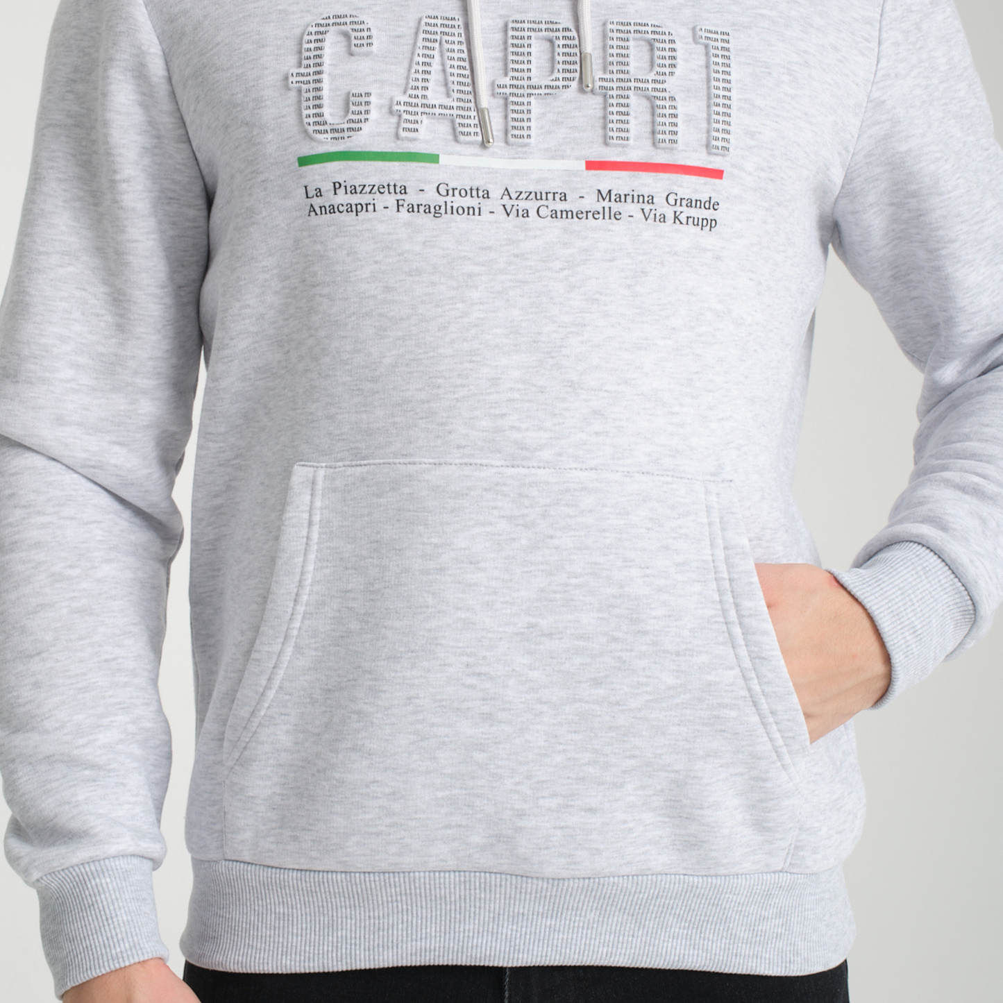 Felpa con Cappuccio Hoodie Capri Locations Snow Melange - Interno Felpato - Felpa 24