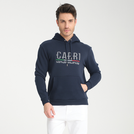 Felpa con Cappuccio Hoodie Capri Locations Blu Navy - Interno Felpato - Felpa 24