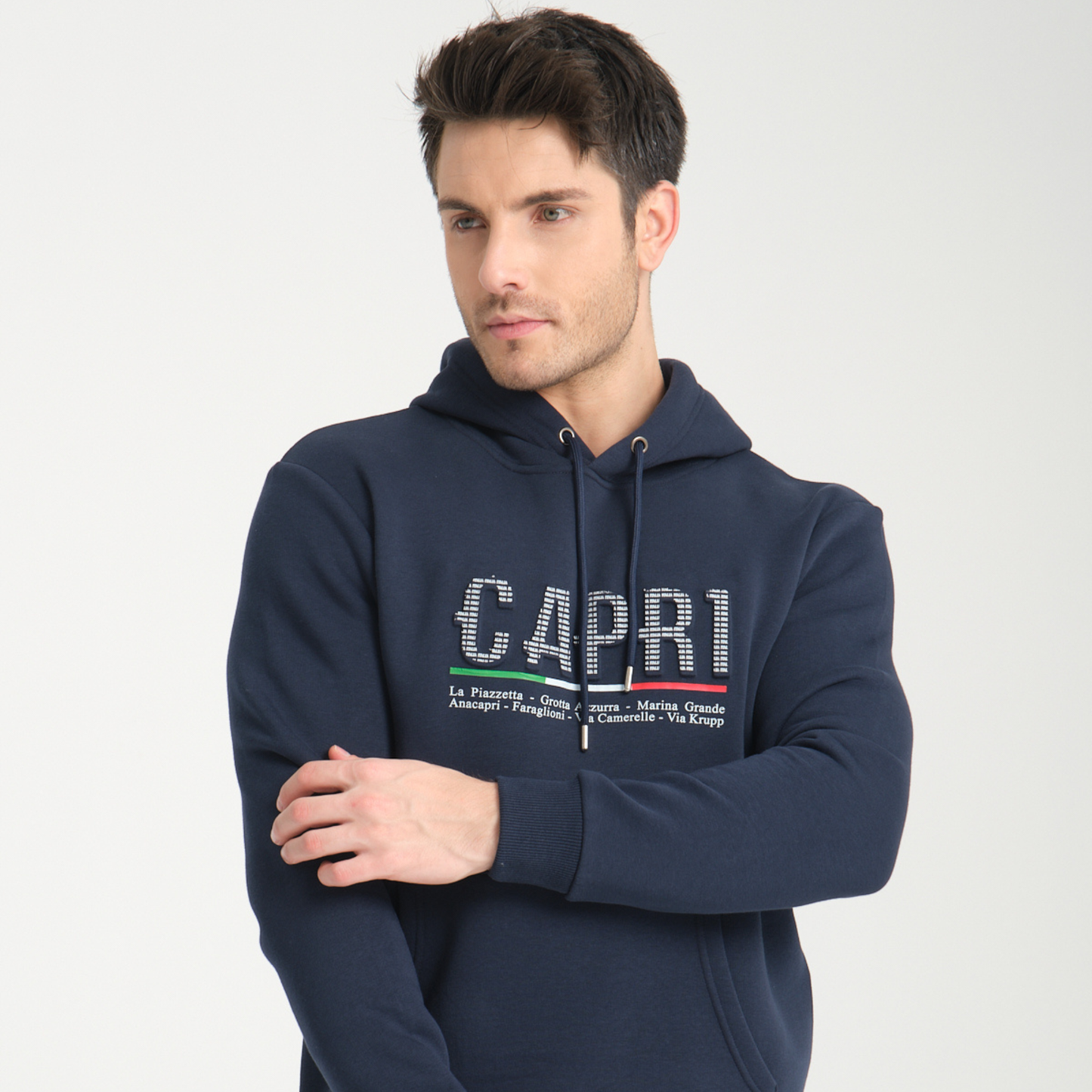Felpa con Cappuccio Hoodie Capri Locations Blu Navy - Interno Felpato - Felpa 24