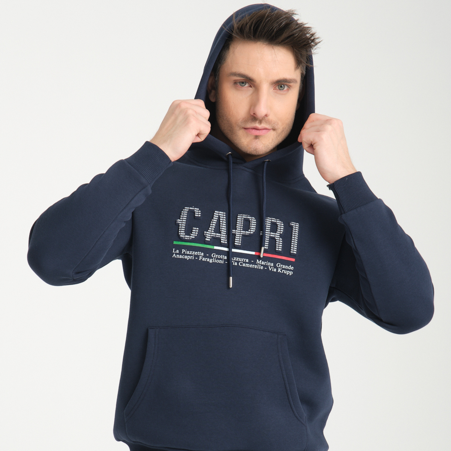 Felpa con Cappuccio Hoodie Capri Locations Blu Navy - Interno Felpato - Felpa 24