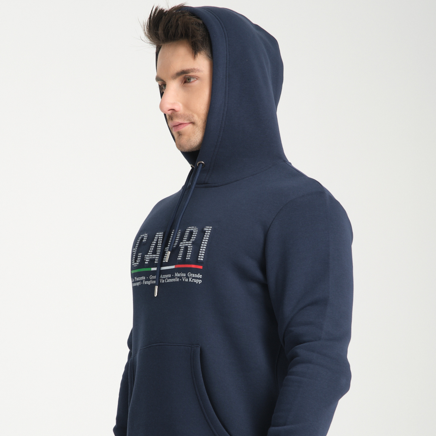 Felpa con Cappuccio Hoodie Capri Locations Blu Navy - Interno Felpato - Felpa 24