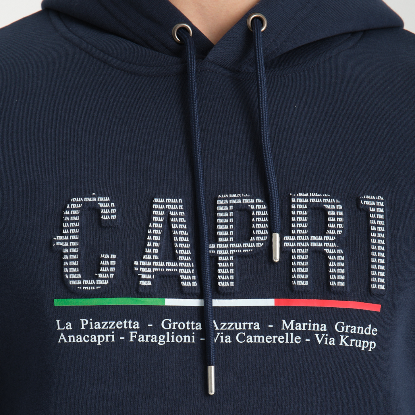 Felpa con Cappuccio Hoodie Capri Locations Blu Navy - Interno Felpato - Felpa 24