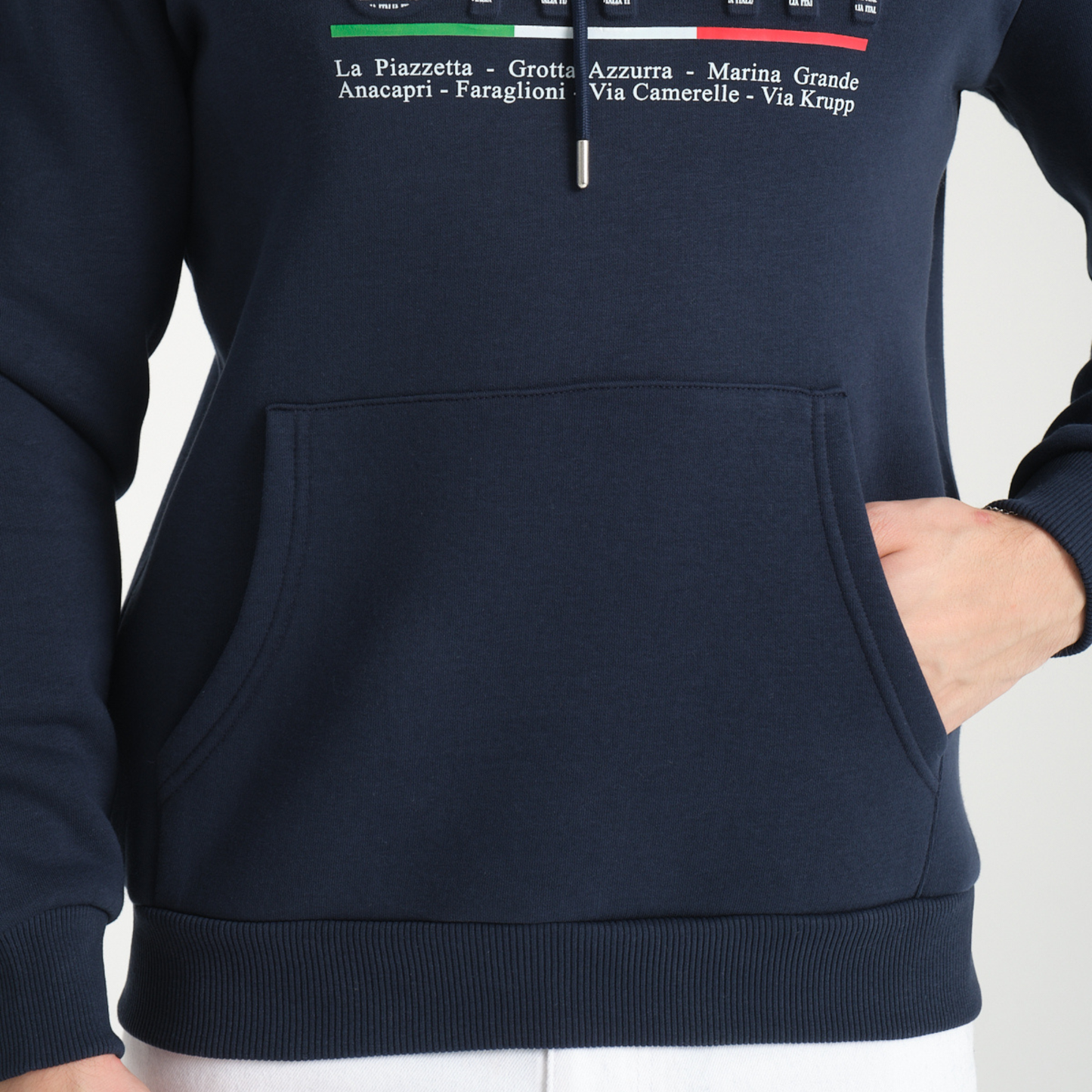Felpa con Cappuccio Hoodie Capri Locations Blu Navy - Interno Felpato - Felpa 24