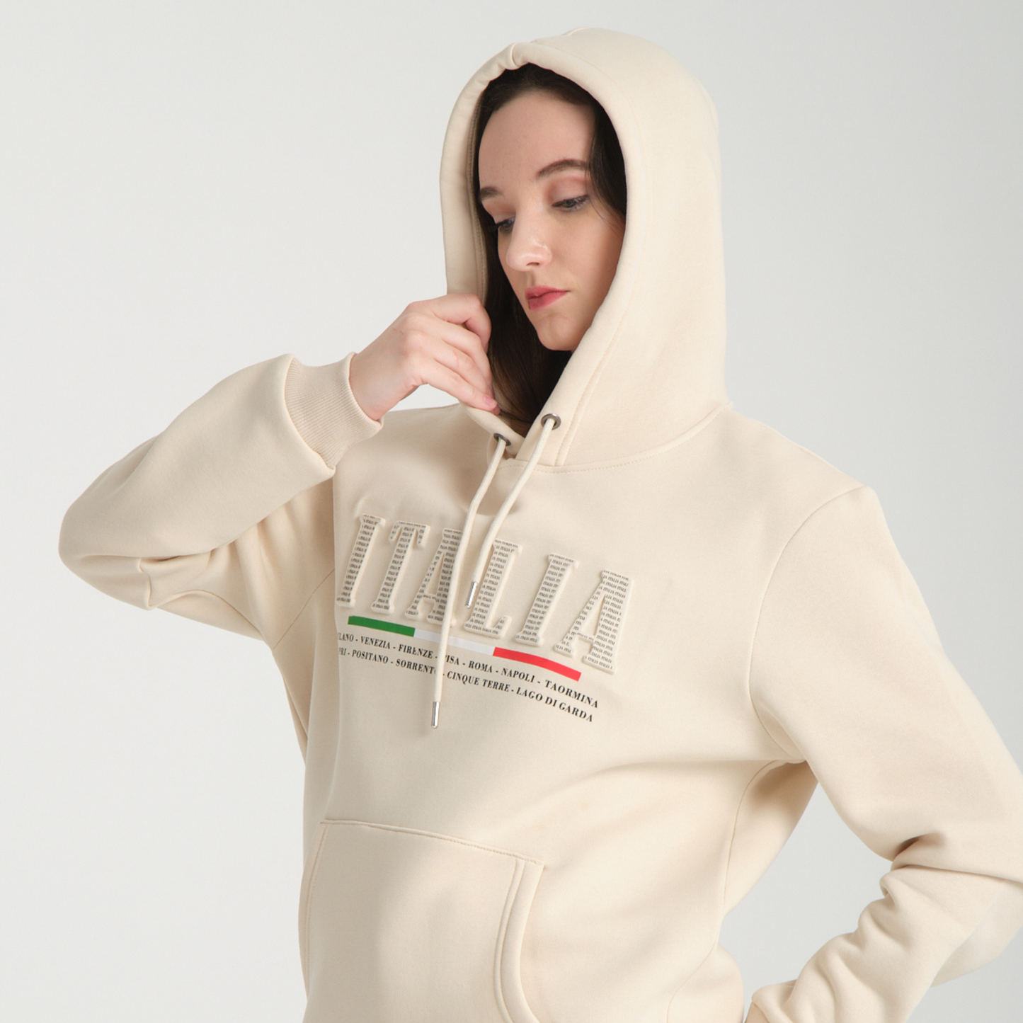 Felpa con Cappuccio Hoodie Italia Yellow Butter - Interno Felpato - Felpa 20 Donna