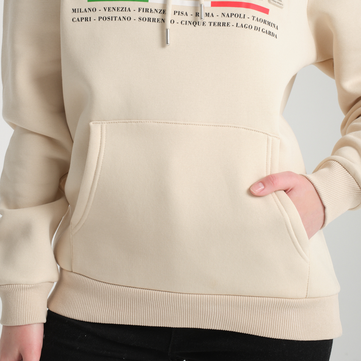 Felpa con Cappuccio Hoodie Italia Yellow Butter - Interno Felpato - Felpa 20 Donna