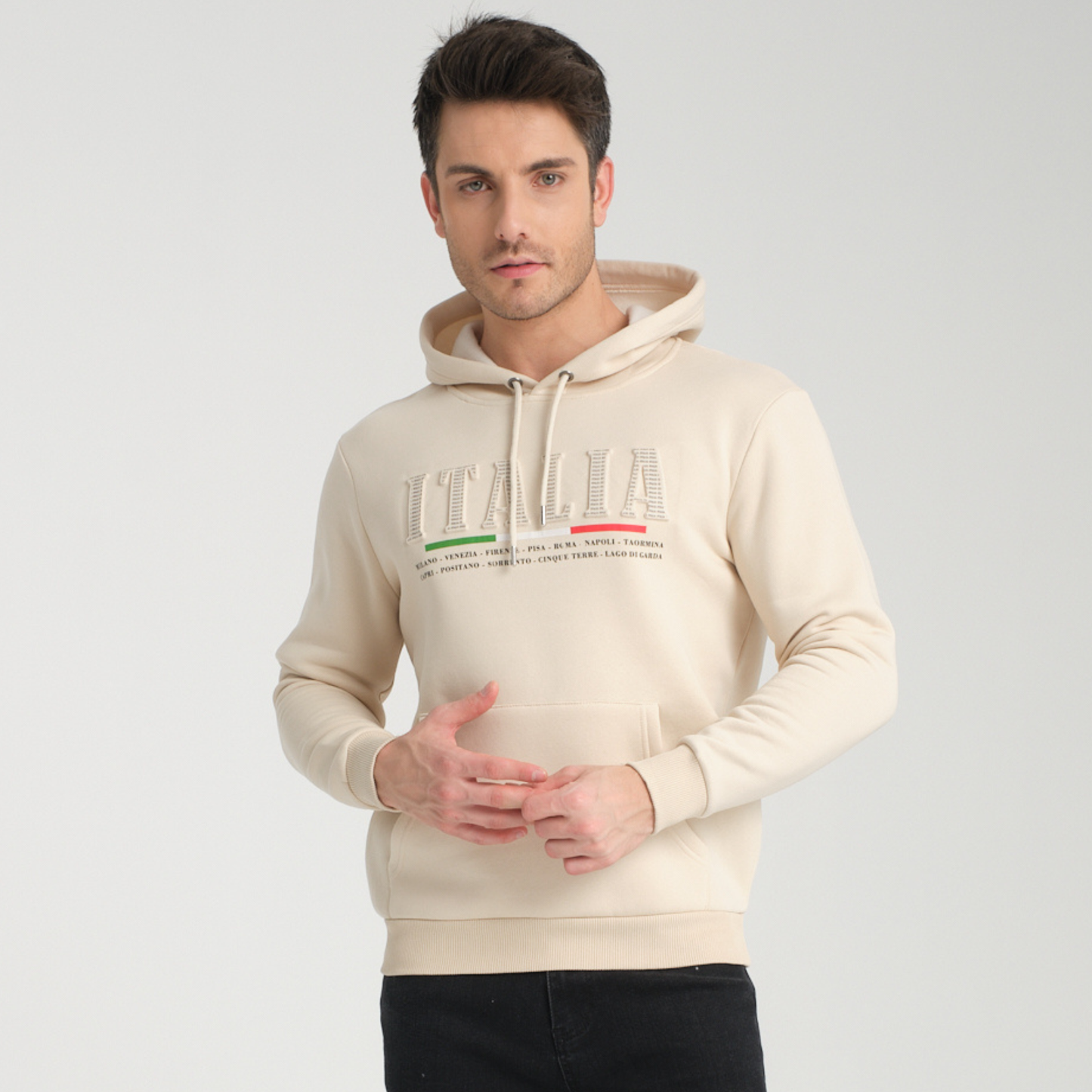 Felpa con Cappuccio Hoodie Italia Yellow Butter - Interno Felpato - Felpa 20