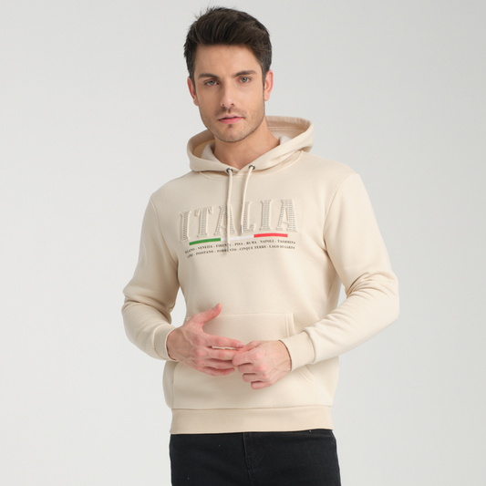 Felpa con Cappuccio Hoodie Italia Yellow Butter - Interno Felpato - Felpa 20