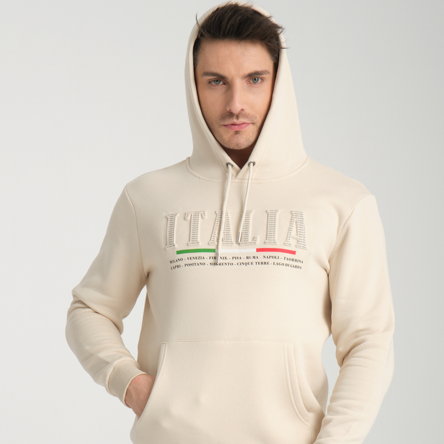 Felpa con Cappuccio Hoodie Italia Yellow Butter - Interno Felpato - Felpa 20