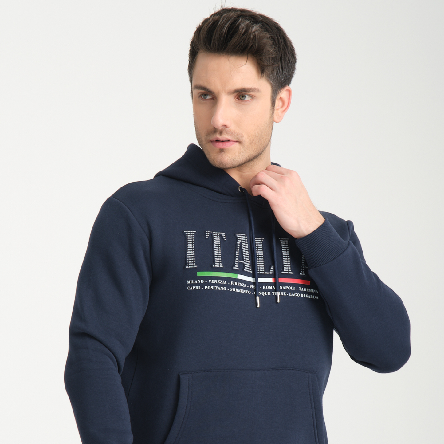 Felpa con Cappuccio Hoodie Italia Blu Navy - Interno Felpato - Felpa 20