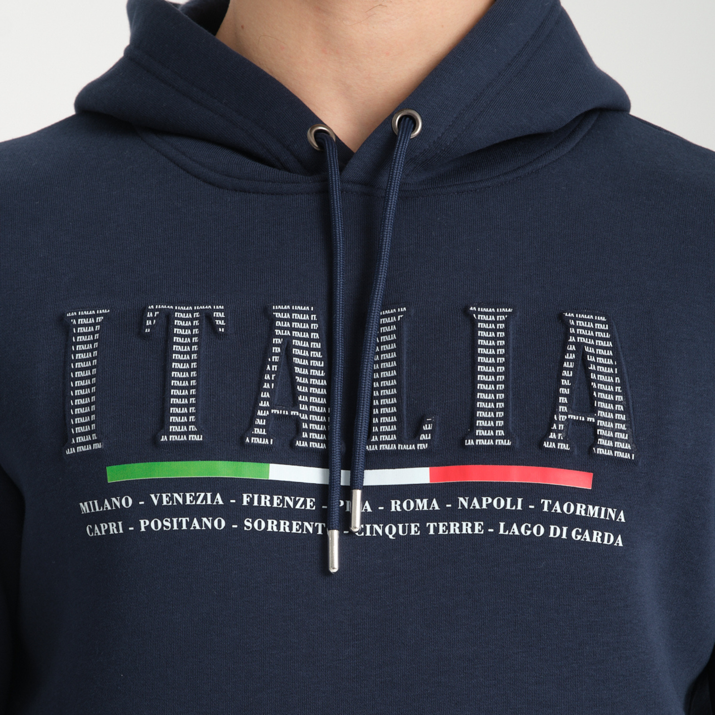 Felpa con Cappuccio Hoodie Italia Blu Navy - Interno Felpato - Felpa 20