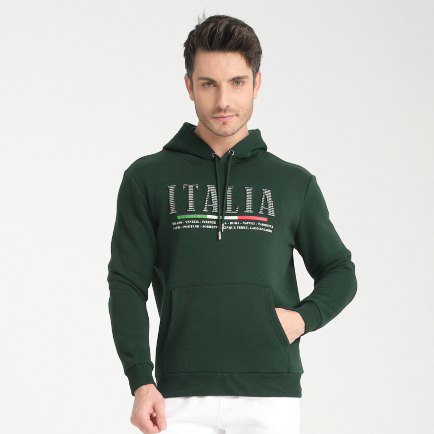 Felpa con Cappuccio Hoodie Italia Green – Interno Felpato | Felpa 20
