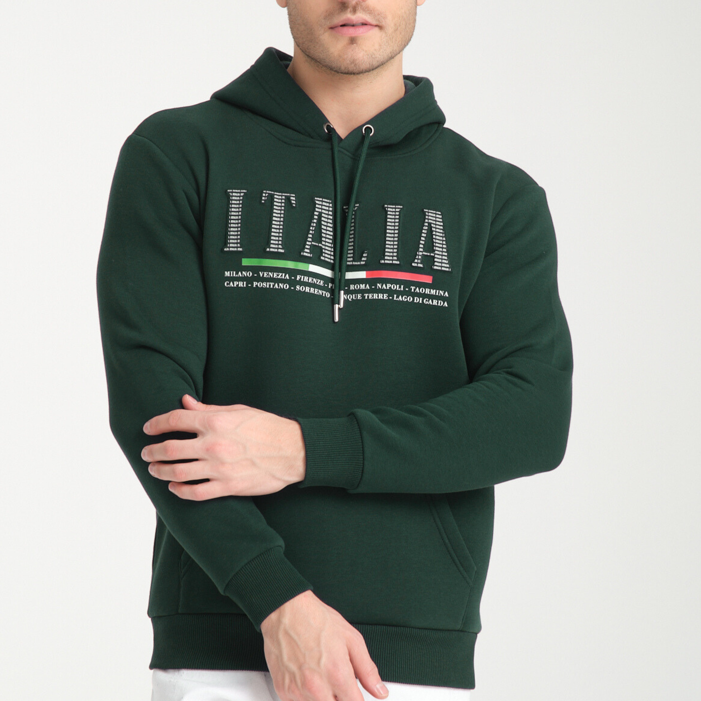 Felpa con Cappuccio Hoodie Italia Green – Interno Felpato | Felpa 20