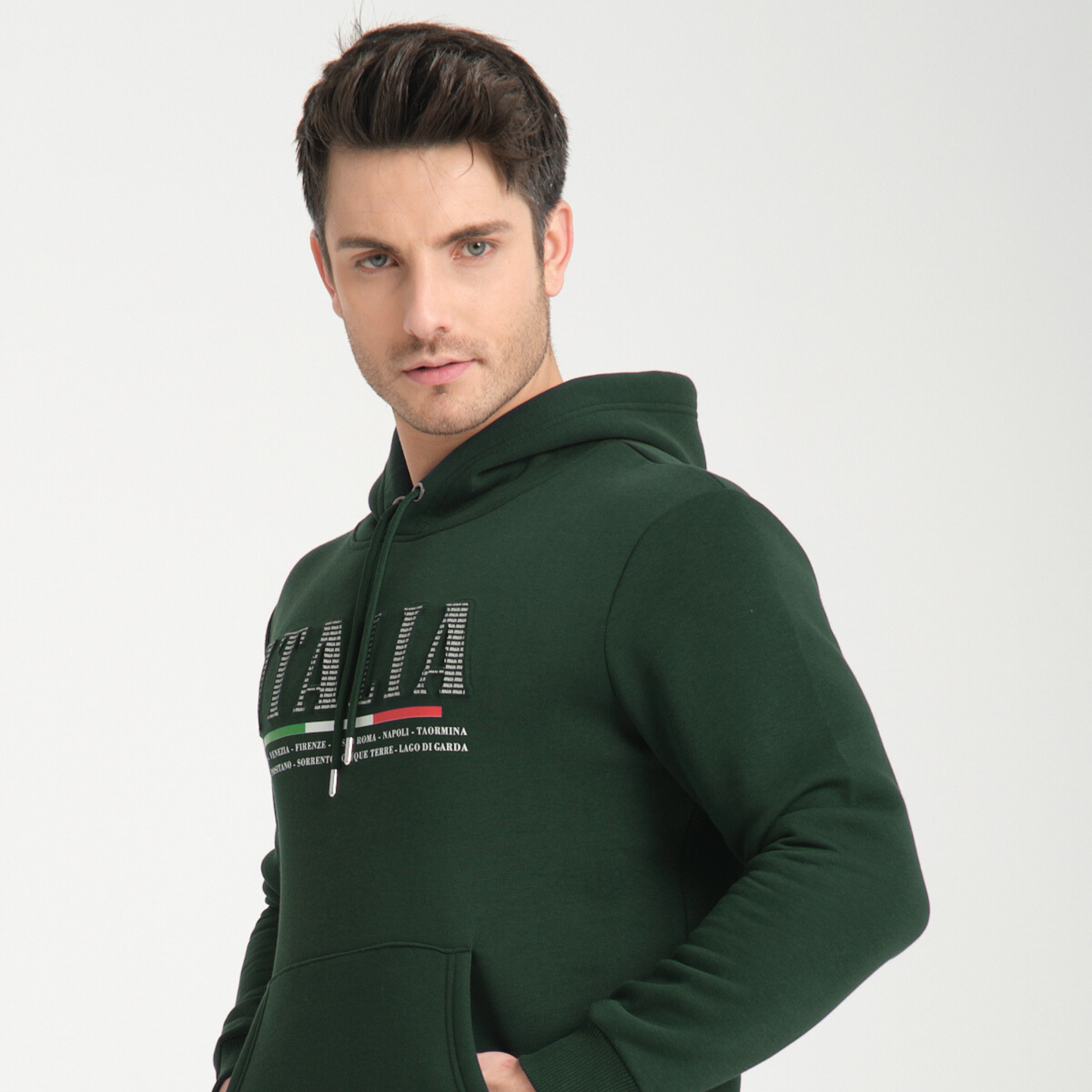 Felpa con Cappuccio Hoodie Italia Green – Interno Felpato | Felpa 20