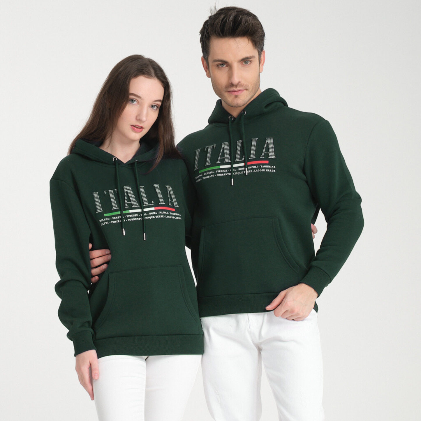 Felpa con Cappuccio Hoodie Italia Green – Interno Felpato | Felpa 20