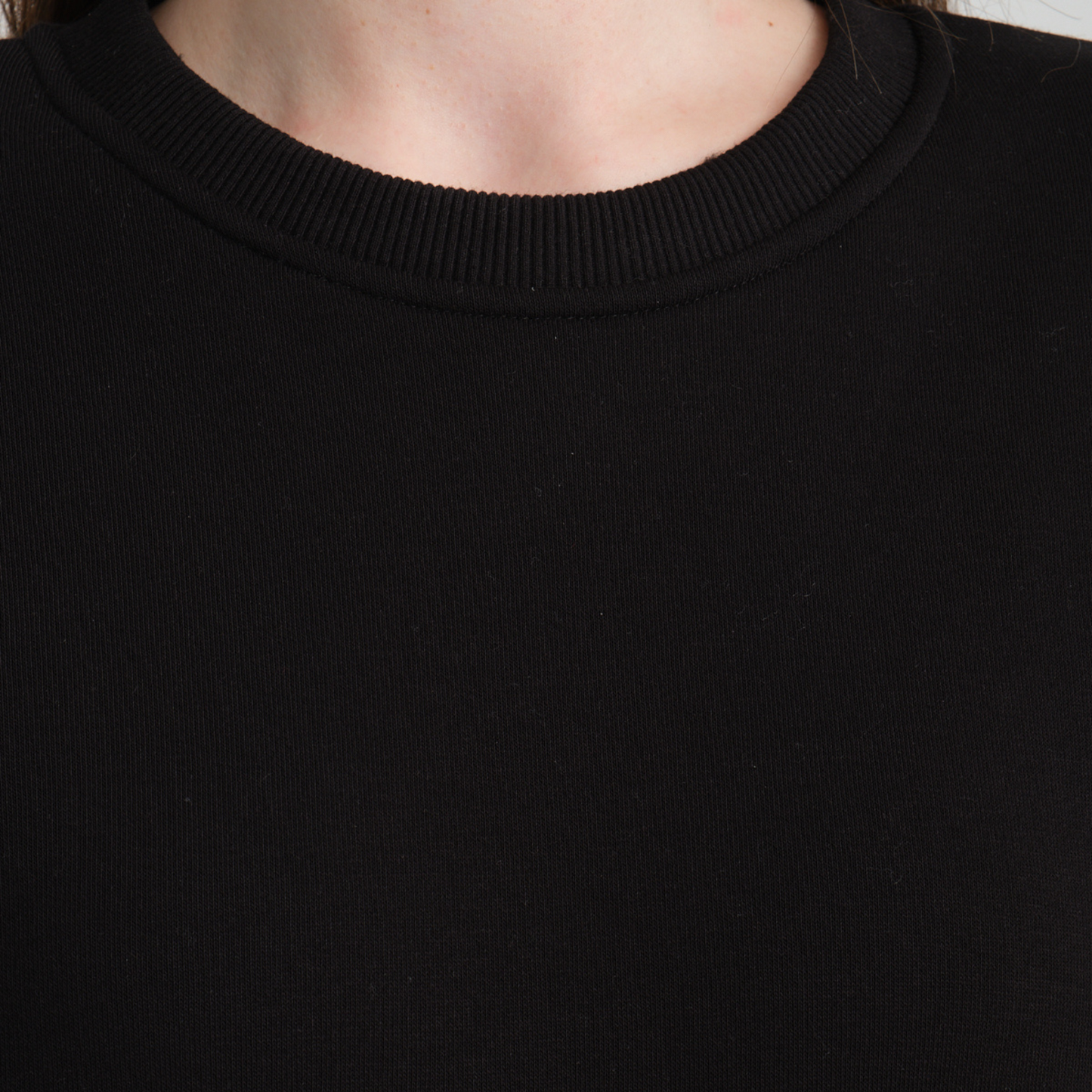 Felpa Black Basic Girocollo - Interno Felpato - Felpa 38 Donna