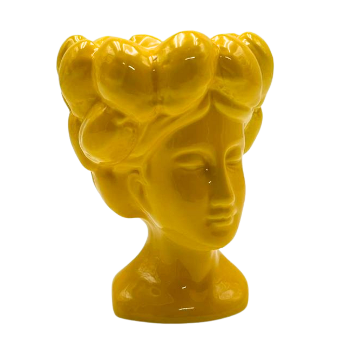 Testa di Moro in Ceramica Gialla Mini 12 cm - Decorazione Siciliana | SF223