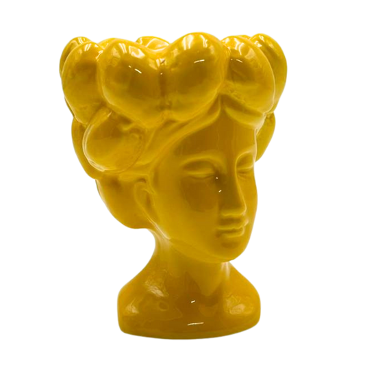 Testa di Moro in Ceramica Gialla Mini 12 cm - Decorazione Siciliana | SF223