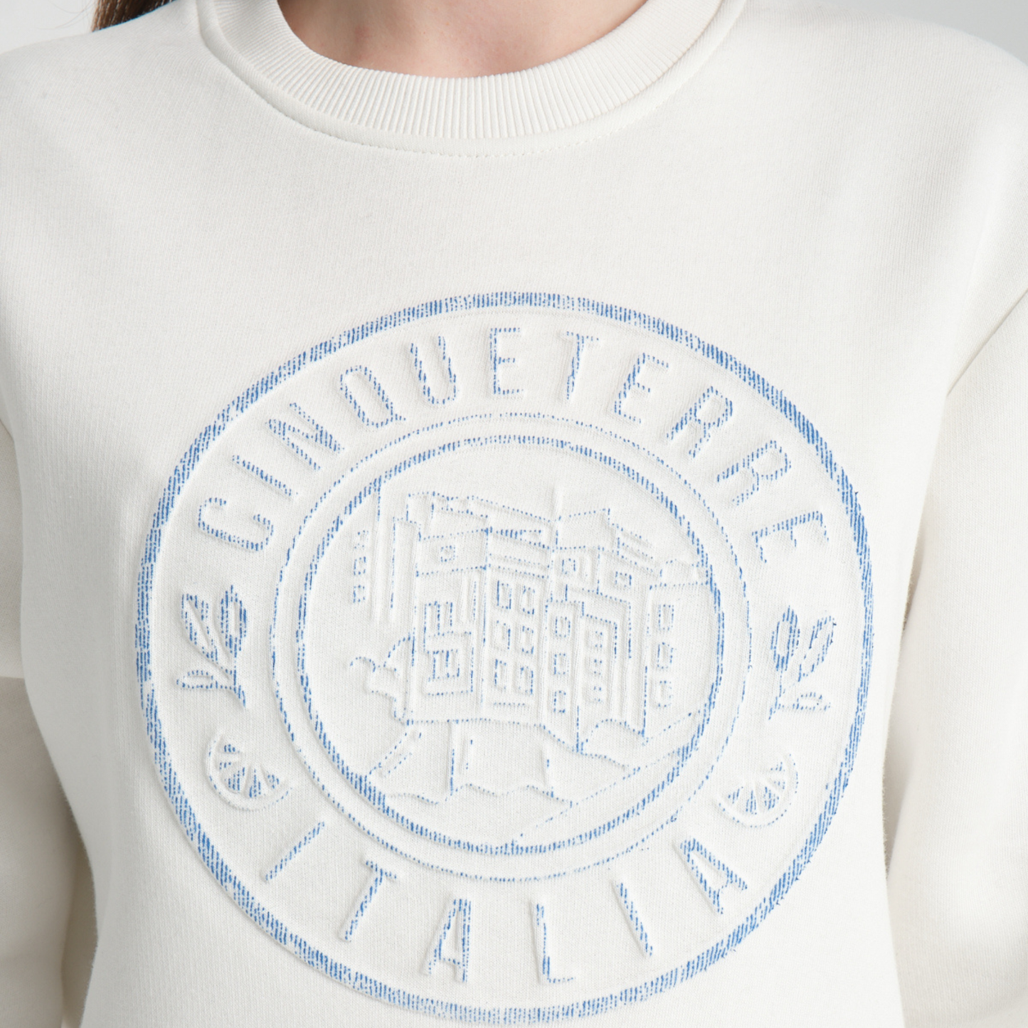 Felpa Girocollo Cinque Terre White - Interno Felpato - Felpa 27 Donna