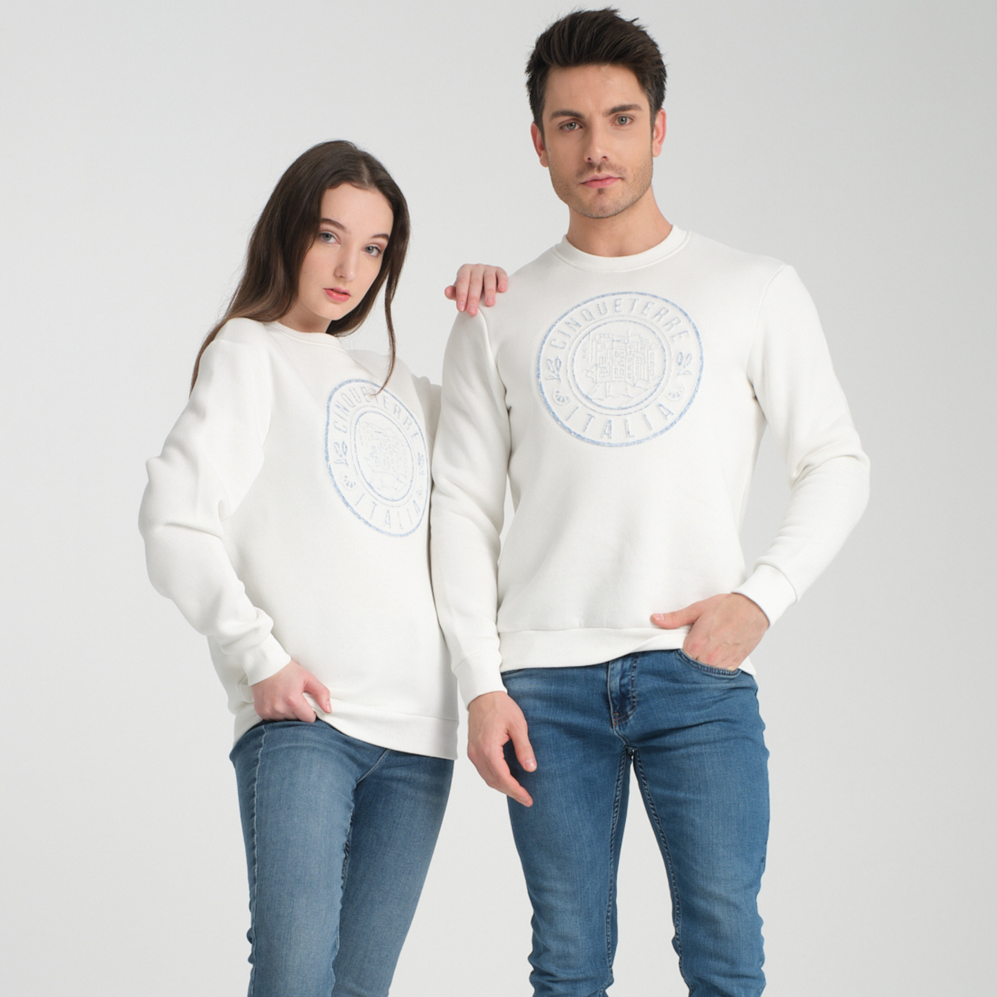 Felpa Girocollo Cinque Terre White - Interno Felpato - Felpa 27