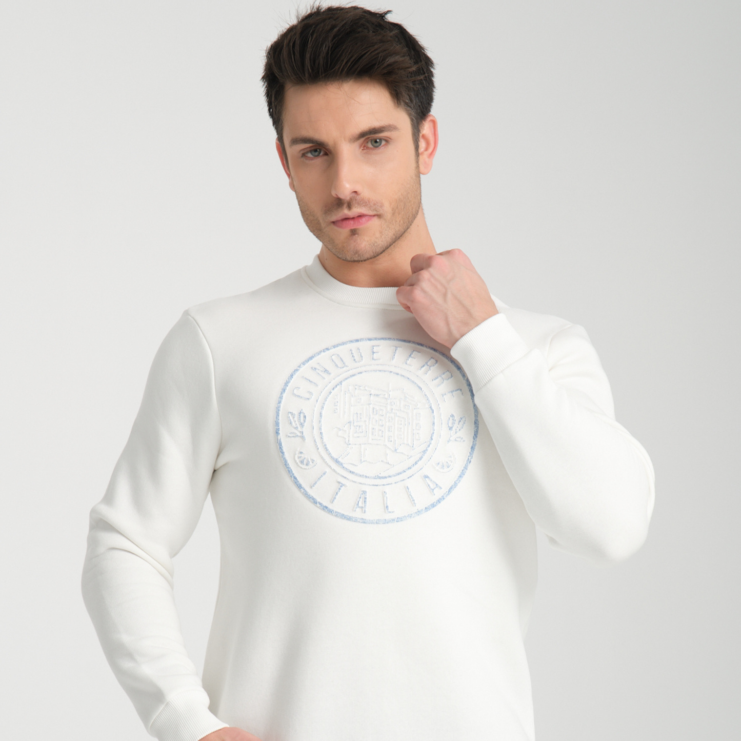 Felpa Girocollo Cinque Terre White - Interno Felpato - Felpa 27