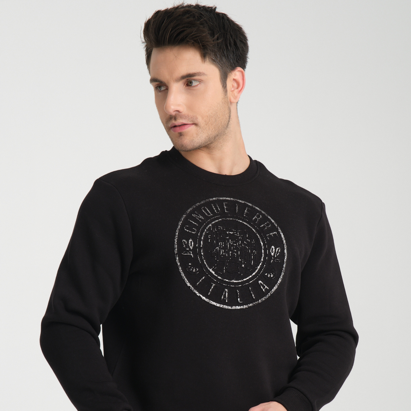 Felpa Girocollo Cinque Terre Black - Interno Felpato - Felpa 27