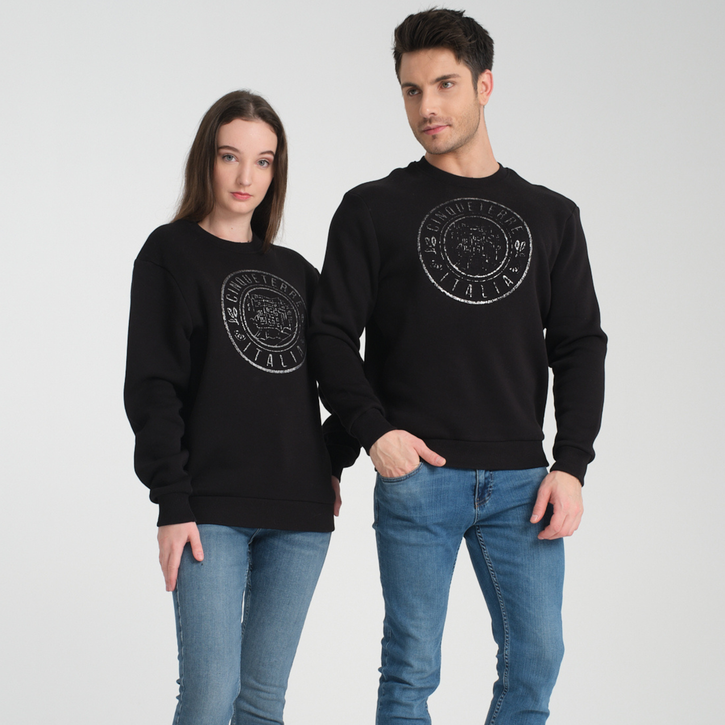 Felpa Girocollo Cinque Terre Black - Interno Felpato - Felpa 27 Donna