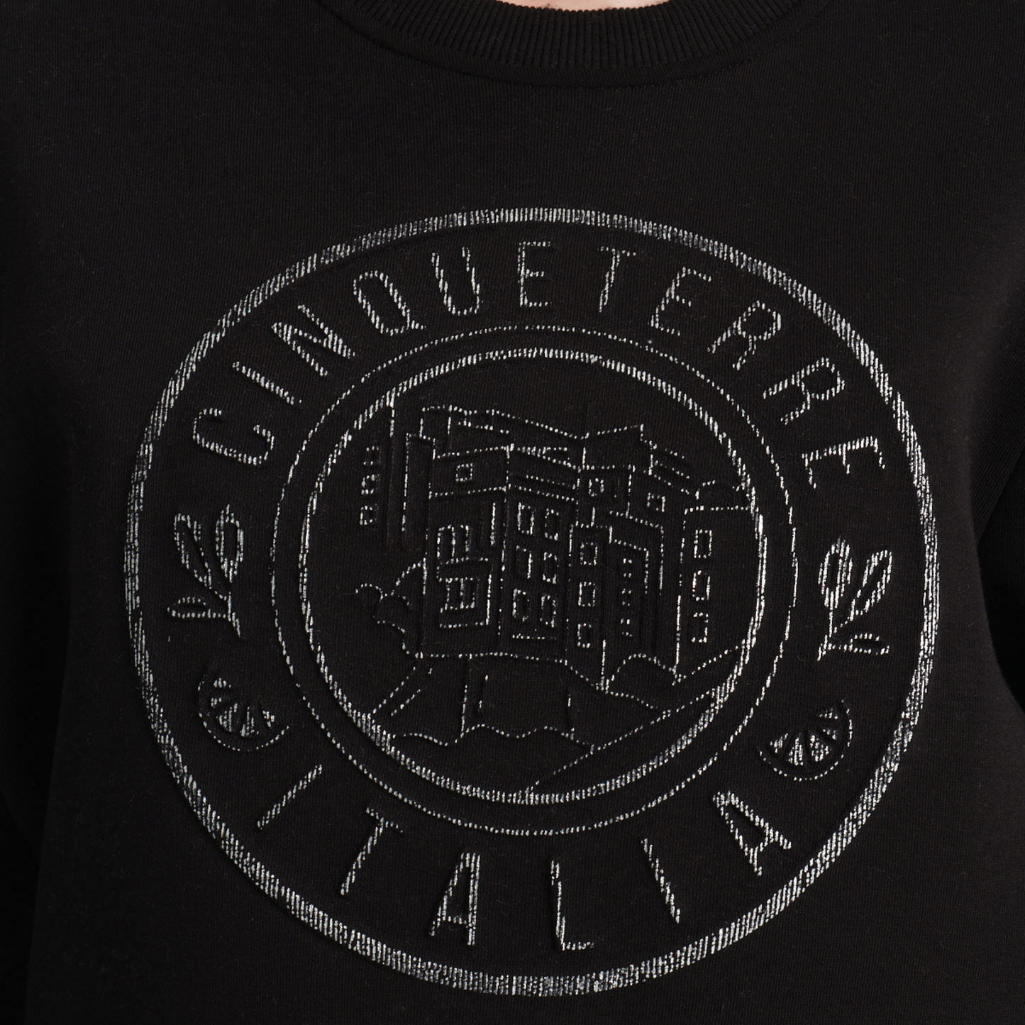 Felpa Girocollo Cinque Terre Black - Interno Felpato - Felpa 27 Donna