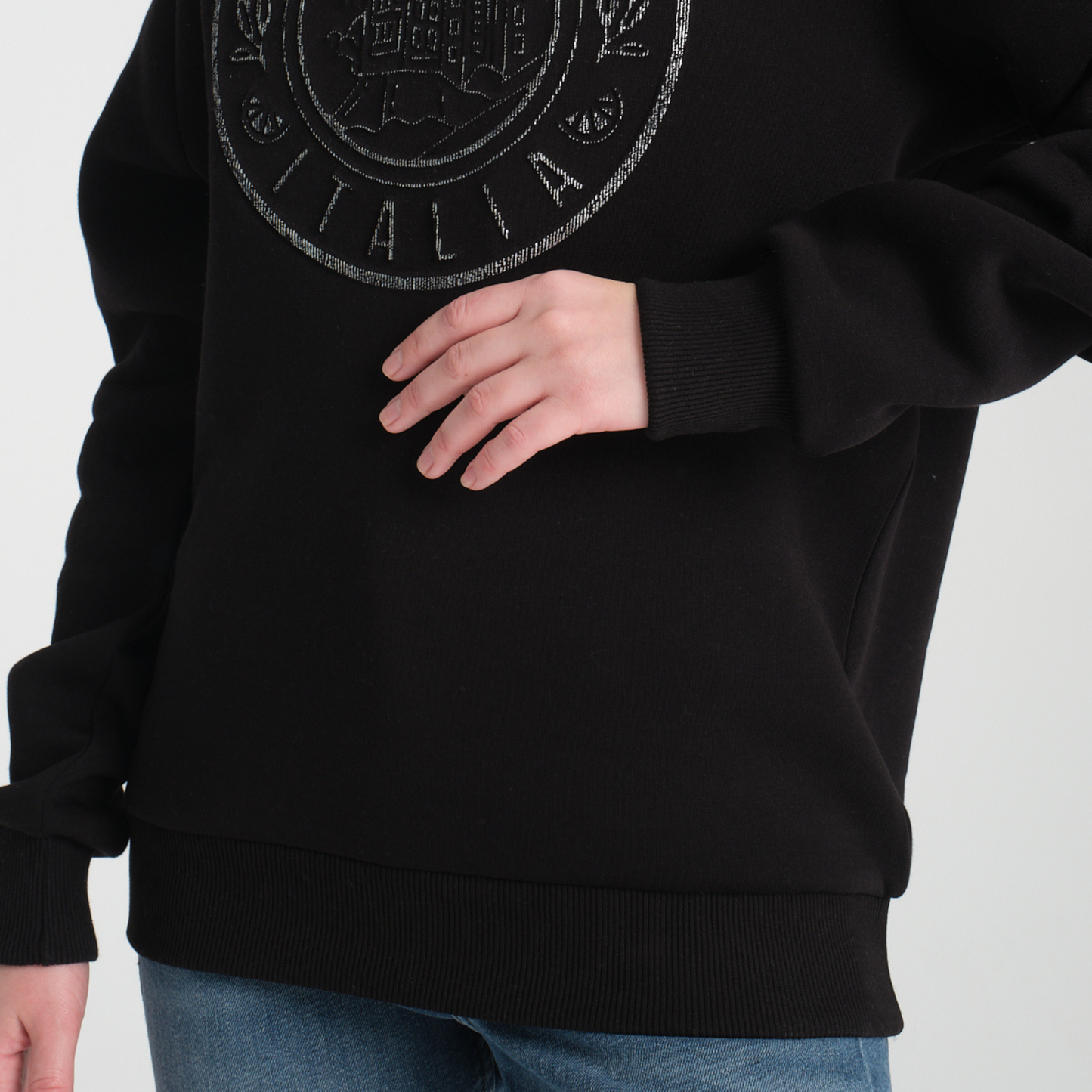 Felpa Girocollo Cinque Terre Black - Interno Felpato - Felpa 27 Donna