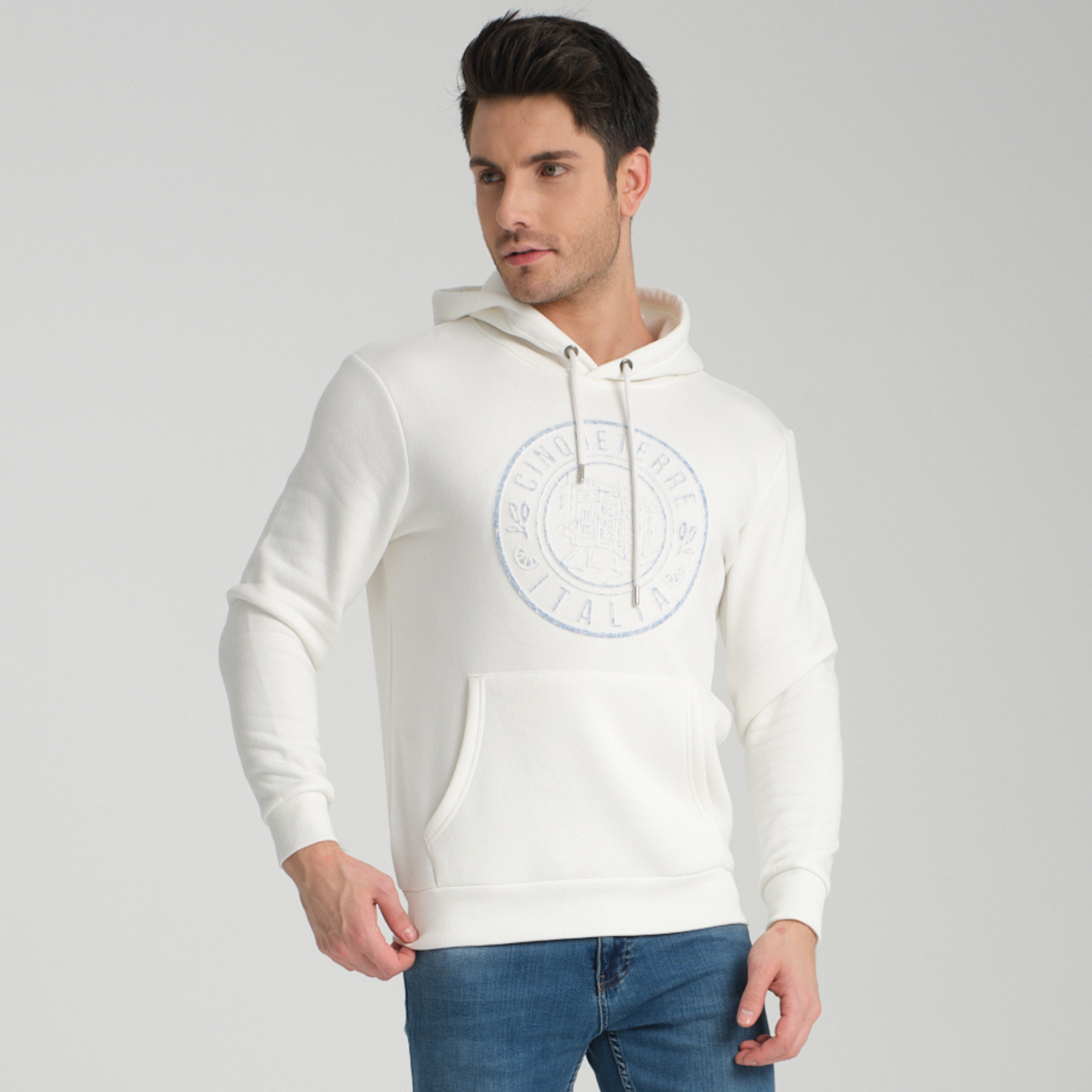 Felpa con Cappuccio Hoodie Cinque Terre White - Interno Felpato - Felpa 41