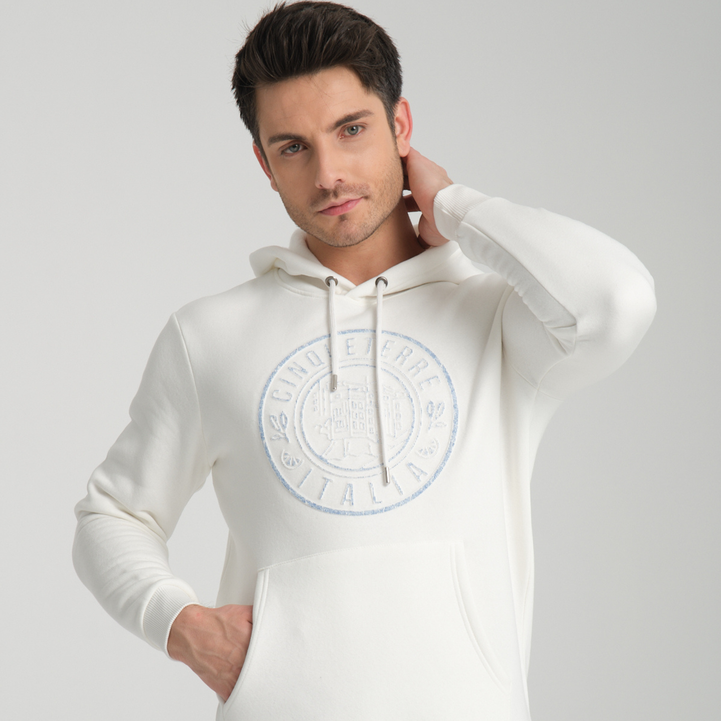 Felpa con Cappuccio Hoodie Cinque Terre White - Interno Felpato - Felpa 41